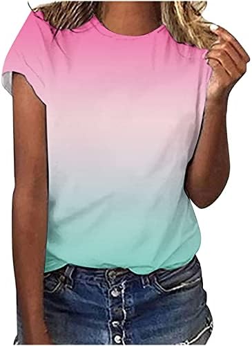 Блуза, Риза за Жени Лято Есен С Къс Ръкав 2023 Кръгъл Отвор Памук Птица Цветен Графичен Ежедневни Тениска X6 X6