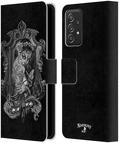 Дизайн на своята практика за главата Официално Лицензиран Alchemy Готически Black Love Graphic Art Кожен Калъф-книжка-джобен формат и е Съвместим с Samsung Galaxy а a53 5G (2022)