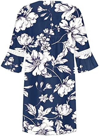 Дамски рокли DOPOCQ, Пролетта Винтажное Елегантна Рокля с V-образно деколте и 3/4 ръкави, Свободна Мини-Тениска