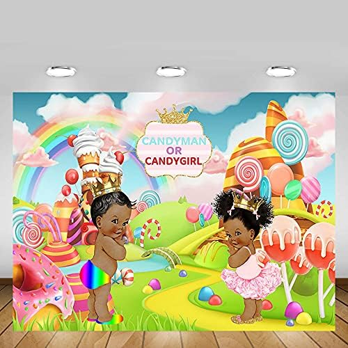 MEHOFOND 7x5 фута Тема Candyland Етаж се Разкрива Фон за Душата на детето Кэндимен или Кэндигерл Преливащи Сладолед Поничка