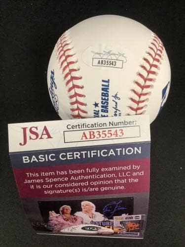 Джо Торе подписа бейзболен RDM Манфред ню ЙОРК Янкис Статистика на Автографи Inscrip HOF JSA - Бейзболни топки с автографи