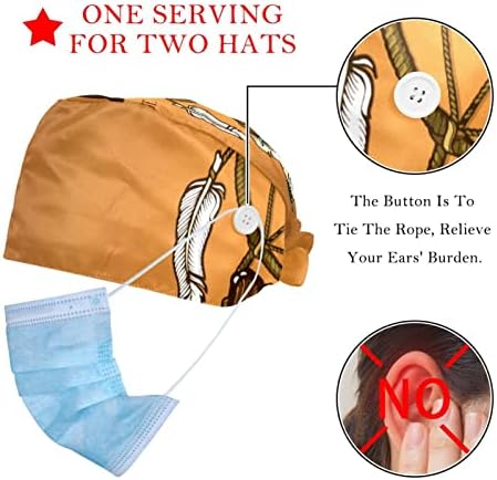 2 Опаковки Сиви Работни шапки за еднократна употреба с Красиви Котки Копчета, Регулируема Вратовръзка, Задната част на