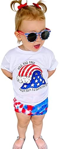 Дрехи за бебе момиче На Деня на Независимостта, Лятна Тениска с къс ръкав на 4 юли, Блузи, къси Панталони, Комплект дрехи от 2 теми