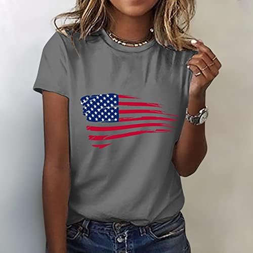 Дамска Риза с дълъг ръкав, Риза Ден на Независимостта, Женски Графични Тениски за Жени, в началото на с Кръгло Деколте и Къс Ръкав