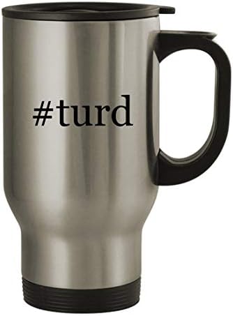 Подарък дрънкулки #turd - Пътна Кафеена Чаша с Хэштегом от Неръждаема Стомана в 14 грама, Сребрист
