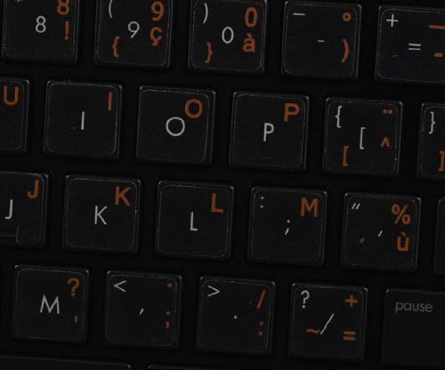 Надписи на френско-белгийската клавиатурата НА Прозрачен фон, с Оранжев надпис (14X14)