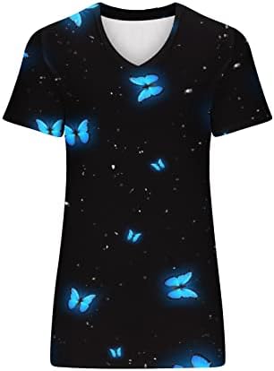 Дамски Елегантни Блузи на Свободния Намаляване С Принтом Новост, Тениска с V-образно деколте и с Папийонка На Изход, Летни Блузи С Къс Ръкав, Camisas