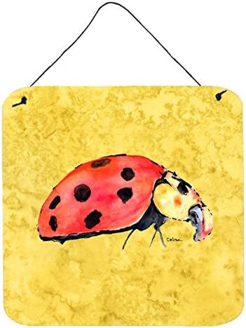 Carolin's Treasures 8867DS66 Lady Bug на Жълтата Стена или Врата Окачени Отпечатъци, Алуминиева Метална Табела с Кухненски Стенен Бар Знак за Баня Начало Декор,