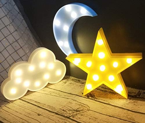 QiaoFei Декоративно led нощни лампи във формата на Полумесец, Облаци и Звезди за деца, Момичета и възрастни, Подарък