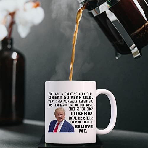 Чаша за Доналд Тръмп, Подаръци за 50-ия рожден ден на мъжете, Забавен Подарък Кафеена Чаша на 50 години, Чаши за 50-ия