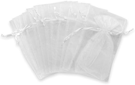 Чанта Darice VL610W от органза, състояща се от 12 теми, с размери 6 на 10 см, бяла