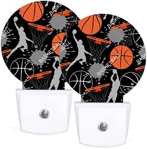DXTKWL Спортни Баскетболни Кръгли Нощни осветителни Тела с шарките на играча, 2 опаковки, Баскетболни, Мъжки Plug-in