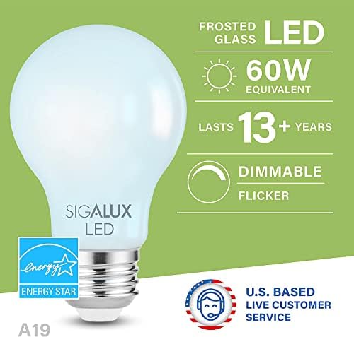 Led лампа E26 с регулируема яркост, Еквивалент на 60 W, led крушки с нажежаема жичка Sigalux Energy Star, Сертифицирани