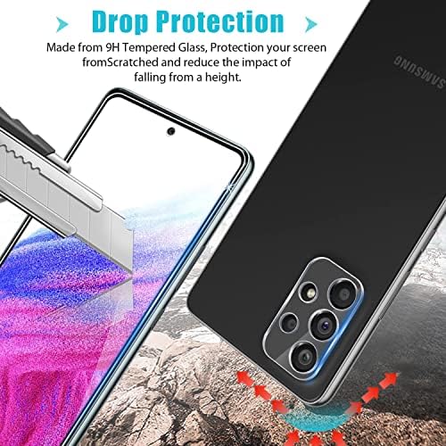Zeking [3 + 3 опаковки] е Предназначен за Samsung Galaxy A73 със защита от закалено стъкло 5G и обектива на камерата, твърдост HD Clear 9H [Подходящ за използване в джоба] Филм, без мехур
