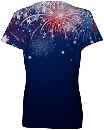 На 4 юли Върховете на Дамски Тениски с Американския Флаг, Тениска с Къс ръкав и V-образно деколте, Патриотични Тениски, Блузи Ден На Независимостта