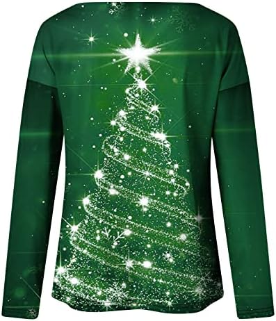 PIMOXV Коледни Пуловери за Жени, Сверкающая Led Осветление, Коледно Дърво, тениски с 3D Принтом, Свитшоты с Кръгло Деколте