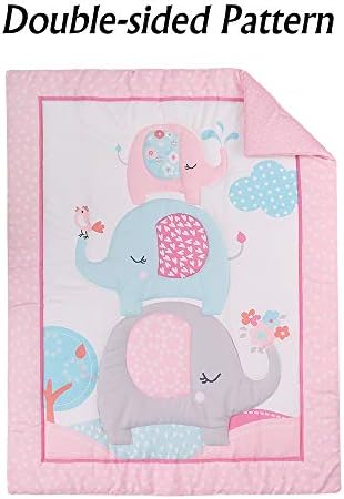 Комплект Спално бельо за детска креватчета Розов Слон, 3 предмет, Комплекти Спално бельо за Детска стая с Детски Одеала,