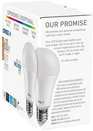 Cree 8-Пакет LED 60W Замяна лампа A19 Мек бял цвят (2700K) с регулируема яркост