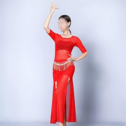 DXMRWJ Женствена Рокля за класически ориенталски Танци, костюми за танци, Прозрачна Выдалбливающие Костюми за танци (Цвят: