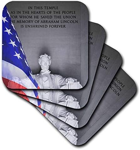 3 Влакчета CST_88984_1 Вашингтон, мемориала на Линкълн и американски флаг US09 BJA0076 Jaynes Gallery Меки подложки (комплект от 4 броя)