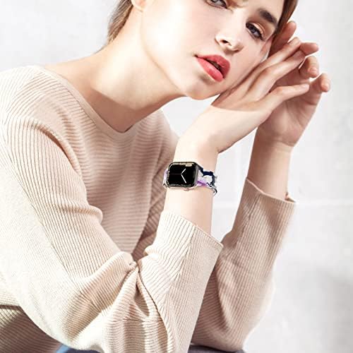Цветя въжета за Apple Watch 38 мм 40 мм 41 мм 42 мм 44 мм 45 мм за жени и мъже, Мек Силиконов Спортен Взаимозаменяеми каишка за часовник с Цветен дизайн, Дишаща тънък ремък гривна