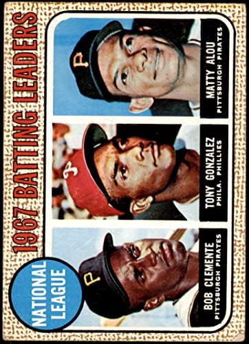 1968-Добрите играчи № 1 в отбивающих НЛ Роберто Клементе / Mattie Алоу /Тони Гонзалес Пирати/ Филис (Бейзболна картичка)