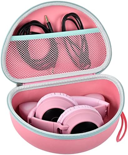 Калъф за слушалки за Riwbox CT-7 Розово/за Джак CT-7S Cat Green 3.5 мм / за iClever IC-HS01 / за Mpow BH297B Кабелна/