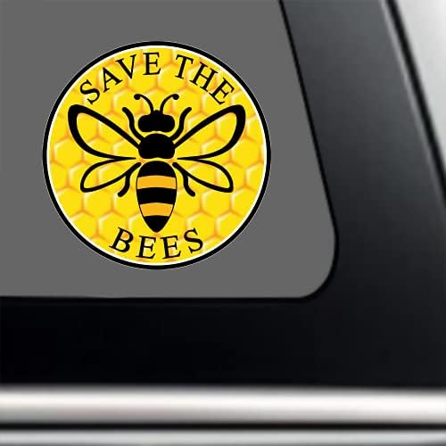 Стикер върху бронята на Save The Bees Honeycomb Pride - Vinyl стикер Honey Bee Премиум-клас 3x3 | за автомобили, коли, Прозорци, Бутилки, Огледала, Знак Кръг на Пчелния Матката на открито + ?