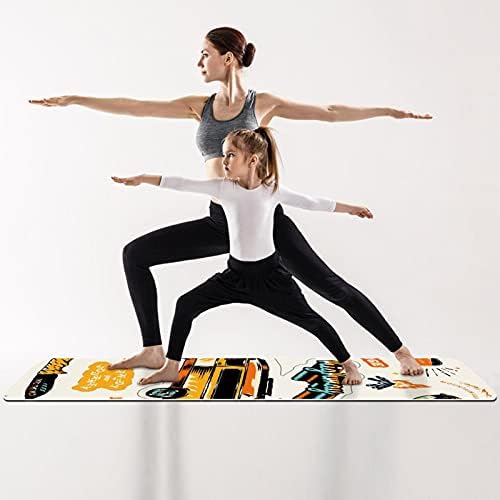 Дебел нескользящий постелката за йога и фитнес 1/4 с принтом Годишна Кемпингового кола за практикуване на Йога, Пилатес и фитнес на пода (61x183 см)