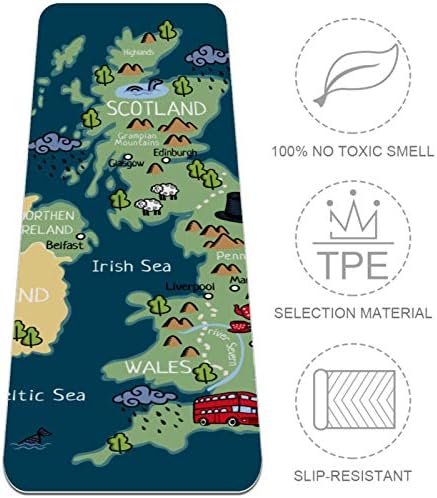 Карта Siebzeh Обединеното Кралство Висококачествен дебела подложка за йога, в екологично Чист Гумена подложка за здраве
