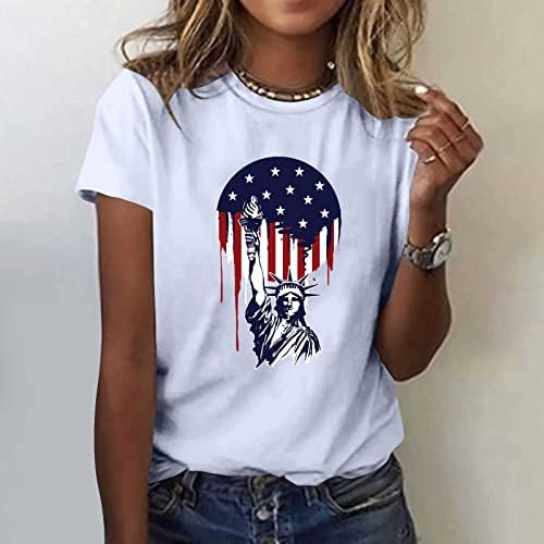 Тениска с изображение на Ден хартата за Жени, Американският Флаг, Тениска с Подсолнухом, 4 юли, Патриотическая Блуза, Пуловер с къс ръкав и кръгло деколте, Топ