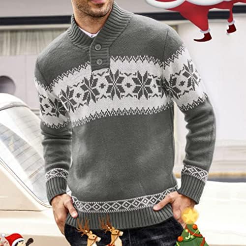 Пуловер Оверсайз Dudubaby за мъже Есен-Зима, Пуловер с Висока Яка и Дълги Ръкави, Риза с Копчета, Коледна Риза, Пуловер