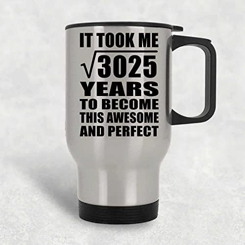 Designsify 55th Birthday Взе Корен Квадратен от 3025 Години, за Да се Изненада, Сребърен Пътна Чаша 14 грама, на Изолиран Чаша от неръждаема Стомана, Подаръци за рожден Ден, Годишн?