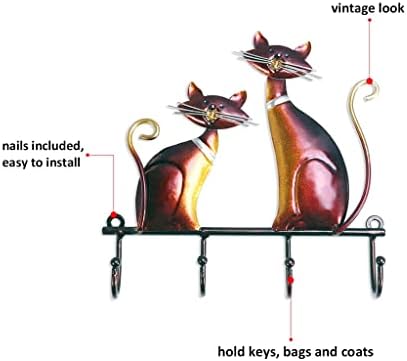 CDYD Cat Монтиране на Куката Арт Деко Закачалка Cat Скулптура, Кука за Монтиране на стена с 4 Куки, Аксесоари За Дома