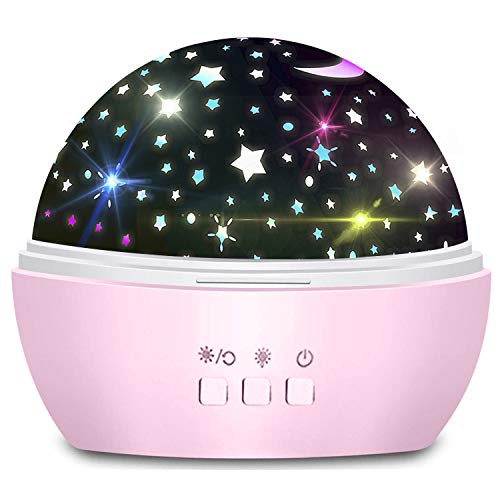 Лека нощ-Проектор със Звездите за стаята на момичетата, Розови Бебешки Ночники със Звезда, Луната и животни, Подаръци