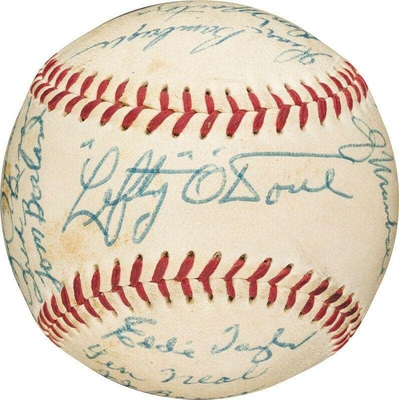 1955 Екип по-ниска лига Оукланд Оукс Подписа бейзболен договор С Lefty O ' Doul PSA DNA - Бейзболни топки с автографи