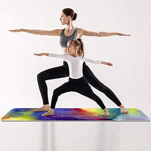 Дебел Нескользящий килимче за йога Unicey за физически упражнения и Фитнес, 1/4 с Абстрактни Цветни Акварельным Фон Принтом за практикуване на Йога, Пилатес и фитнес на