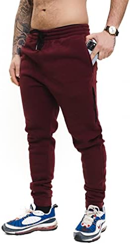Q-Active Мъжки флисовые зауженные джоггеры за бягане - Удобни и стилни спортни панталони за ежедневието с 3 джобове (1