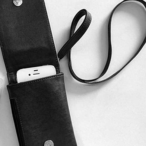 Цвете Черно Бялата Хризантема Телефон В Чантата Си Портфейл Окачен Мобилен Калъф Черен Джоба