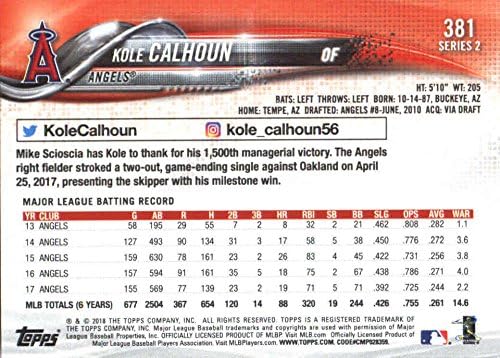 2018 Бейзболна картичка Topps Series 2 381 Коул Калхуна Los Angeles Angels - GOTBASEBALLCARDS