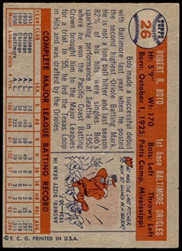 1957 Topps 26 Боб Бойд Балтимор Ориълс (Бейзболна картичка) VG/БИВШ Ориълс