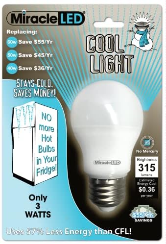 3-Ваттная лампа студено осветление Un-Edison за хладилници Frigidaire, еквивалент на 40 W, 120 В E26 Cool White 6000K,