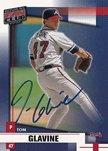 Това Glavine подписа Бейзболна картичка 2002 г. Donruss Fan Club Braves 100 PSA/DNA COA - Бейзболни картички