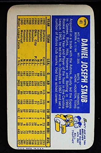 1970 Topps 41 Расте Стауб Монреал Экспос (Бейзболна картичка) EX/MT Изложения