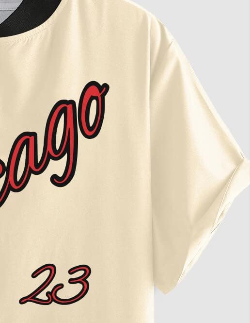 Мъжки Ежедневни Бейзболна риза ZAFUL с контрастни Писмото принтом в стил Чикаго с Къс ръкав и копчета за копчета