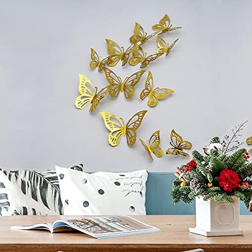 24 бр. Стикери за стена с пеперуди 3D, Бижута с пеперуди CAYUDEN, Декори за стени, Комбинираната Етикети с Пеперуди,