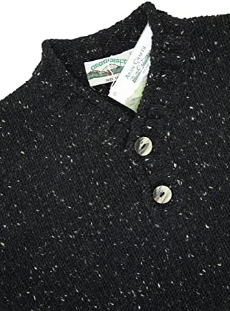 Ирландски мъжки пуловер Aran Crafts с V-образно деколте с 2 копчета, Донегальская вълна (K3082)