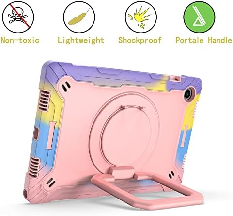 Калъф Dteck за (10,5-инчов) таблет Samsung Galaxy Tab A8 (модел SM-X200) - [с пагон], Защитени от удари, здрав калъф-стойка, защитен преносим калъф-дръжка за деца (01 Розово-розов)