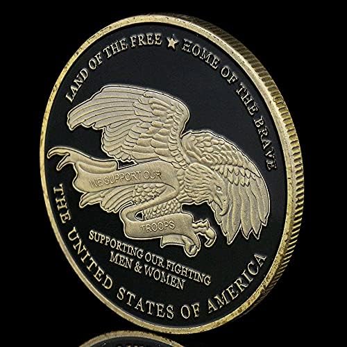 Военна монета на САЩ Земя на Свобода Дом на Смелите Събиране на подаръци Художествена Черна Позлатена Медна Възпоменателна