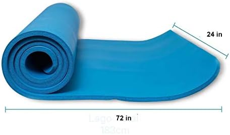 Спортен Универсална подложка за йога FINIX от разпенен NBR с каишка, лек, от двустранния нескользящего материал Син цвят (72x24)
